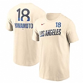 Men's Brooklyn Dodgers #18 Yoshinobu Yamamoto Cream 2024 City Connect Fuse Name & Number T-Shirt,baseball caps,new era cap wholesale,wholesale hats